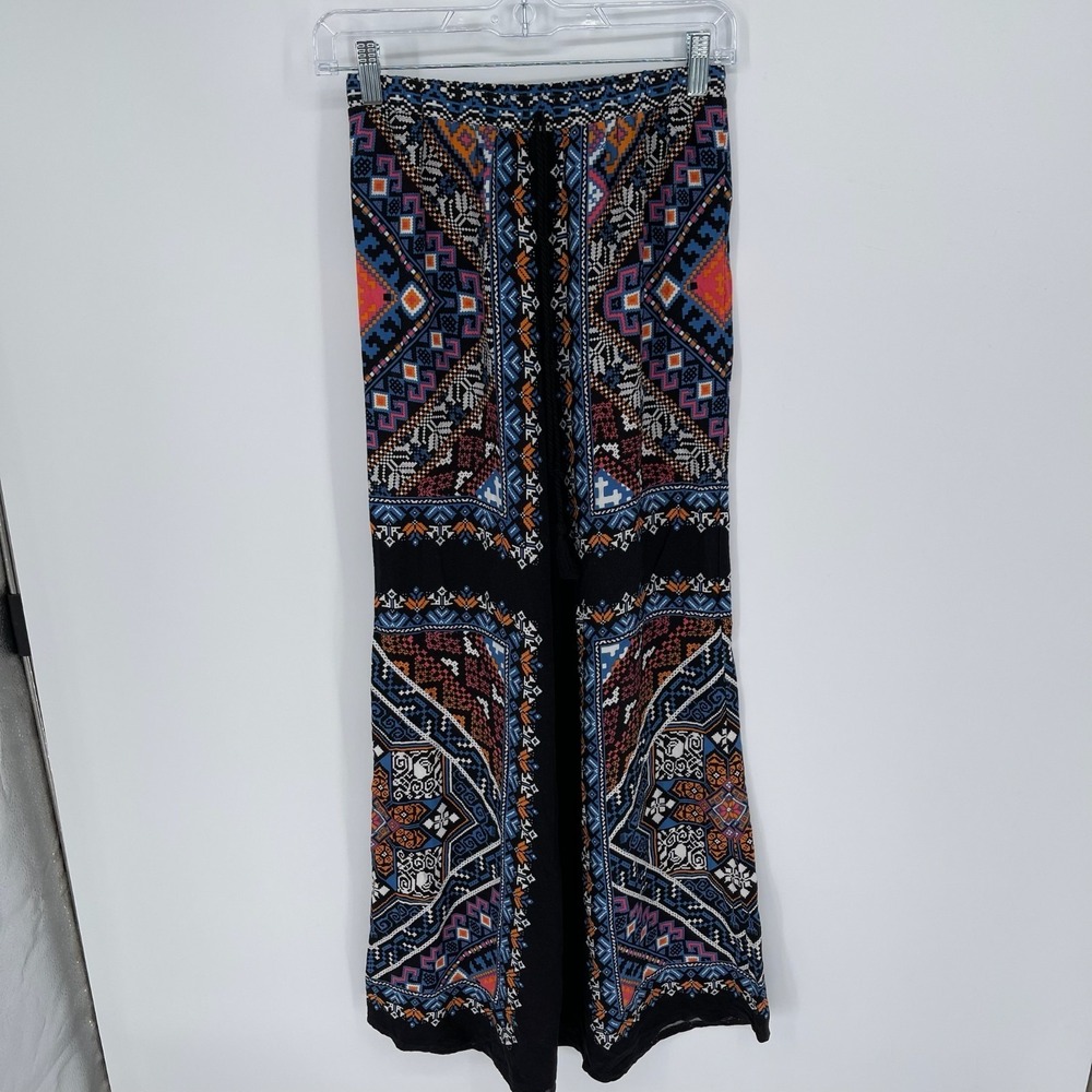 Flying Tomato Women's Multicolor Geometric Wide Leg Palazzo Pants Size S